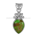 Diseñador de cobre amarillo verde turquesa de piedras preciosas 925 joyas de plata colgante